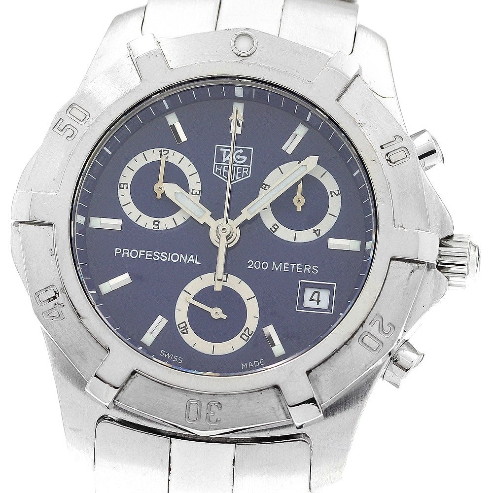 Tag Heuer Exclusive 2000 Blue Dial Quartz Chronograph Men's Watch CN111G: Tag Heuer Exclusive 2000 Blue Dial Quartz Chronograph Men's Watch CN111G This TAG HEUER Exclusive 2000 CN111G is a men's quartz chronograph wristwatch featuring a stainless steel case and bracelet wit