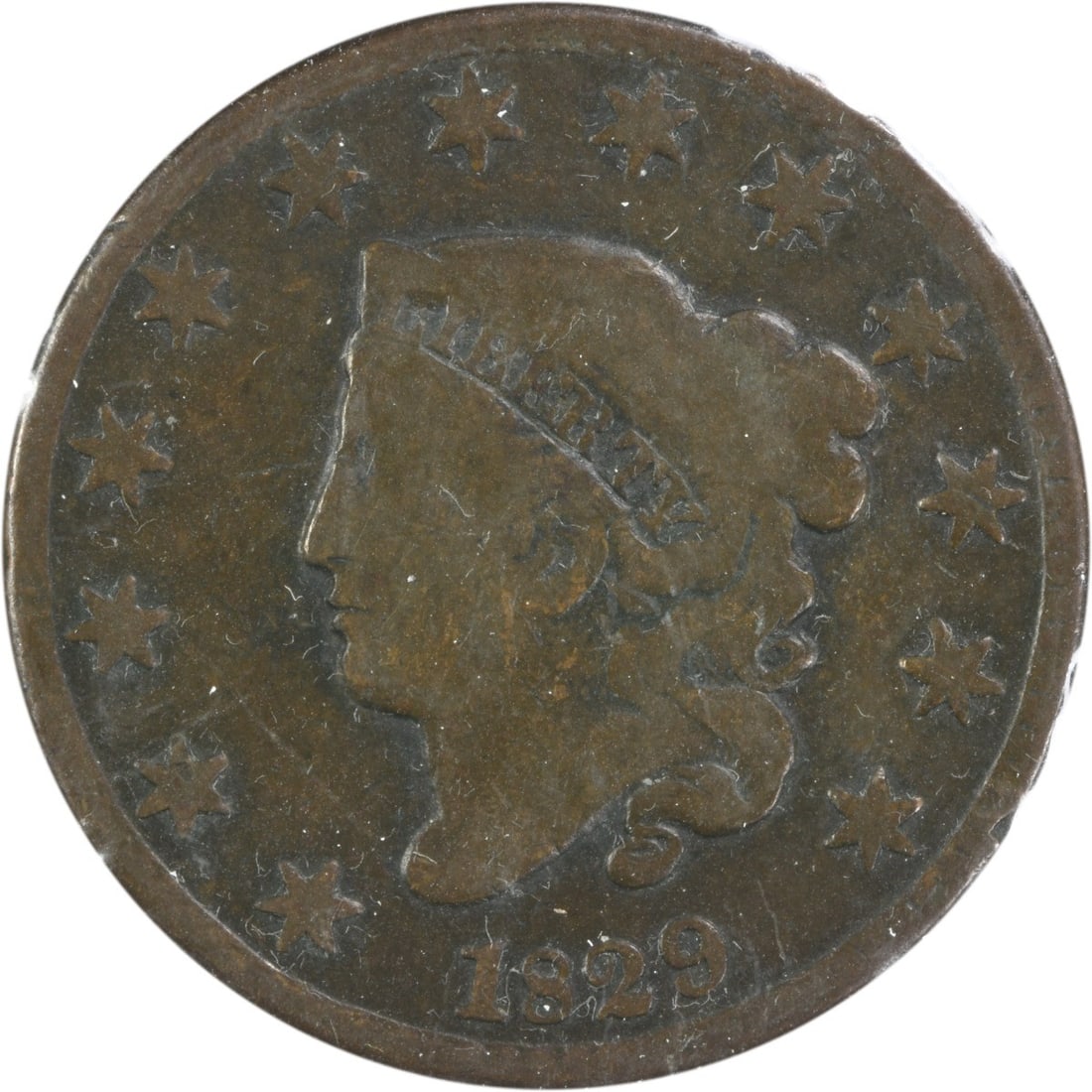 1829 Coronet Head Large Cent Copper Medium Letter N-5 Variety Uncertified (1 of 2)
