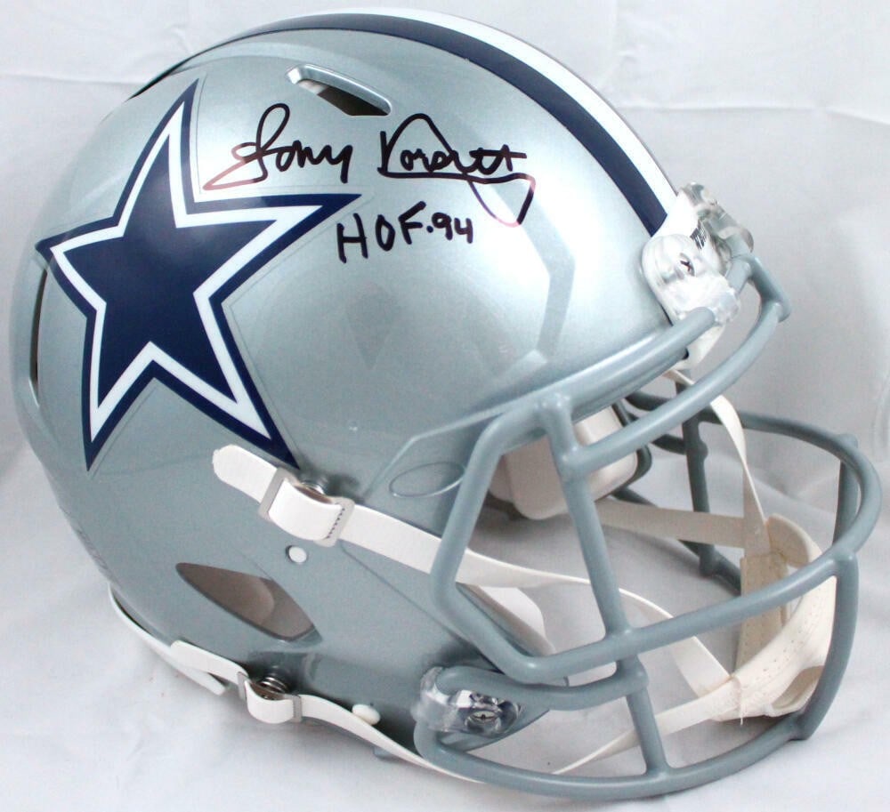 Dallas Cowboys Speed Authentic Helmet Tony Dorsett Signed Beckett Holo HOF: Dallas Cowboys Speed Authentic Helmet Tony Dorsett Signed Beckett Holo HOF This is an original, pre-owned Dallas Cowboys full-size speed authentic helmet signed by Tony Dorsett. It is identified as a 