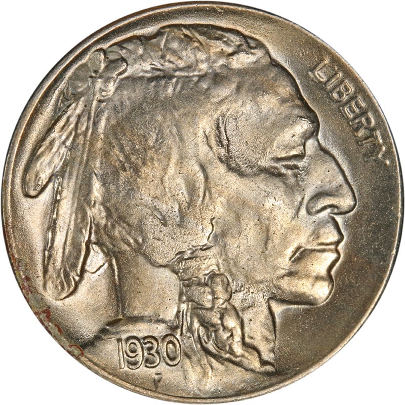 1930 Philadelphia Buffalo Nickel Circulated US Coin: 1930 Philadelphia Buffalo Nickel Circulated US Coin This 1930-P Buffalo Nickel was minted in Philadelphia and is composed of nickel. The coin is circulated and uncertified, and it originates from the 