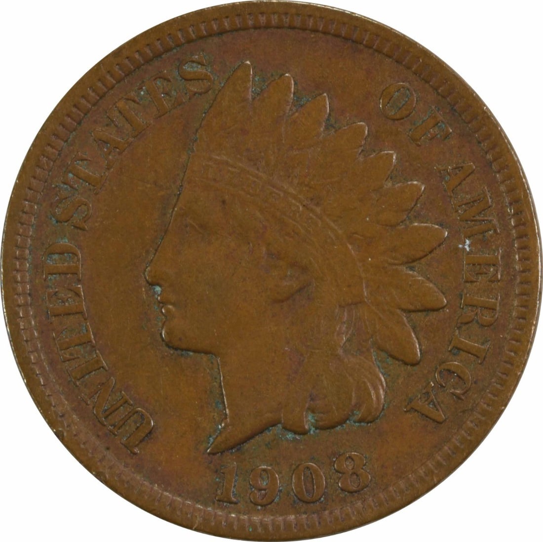 1908-S Indian Head Copper Small Cent VF Uncertified (1 of 2)