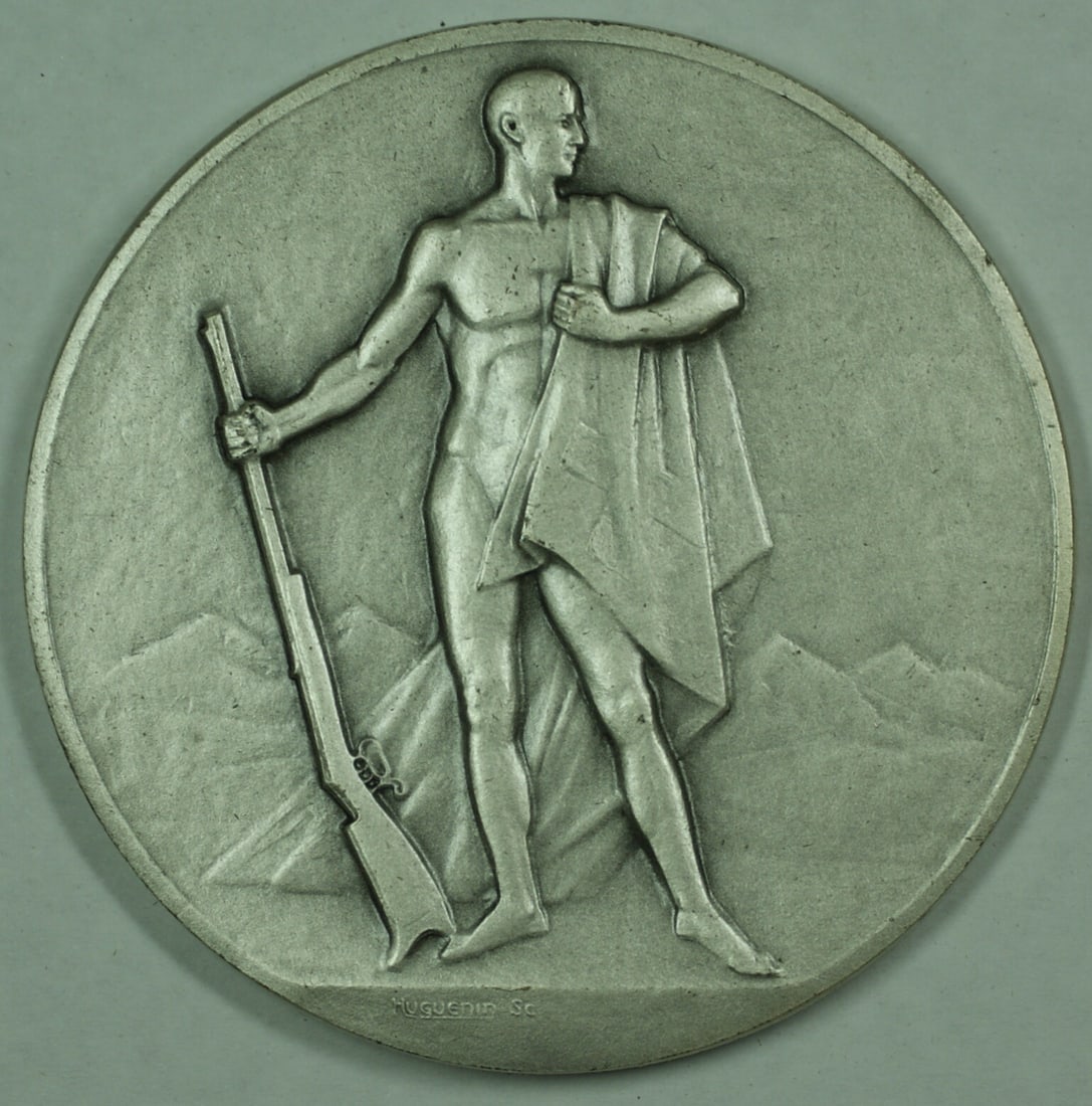 1922 Silver Swiss Shooting Medal R1863b by Huguenin with Original Case (1 of 3)
