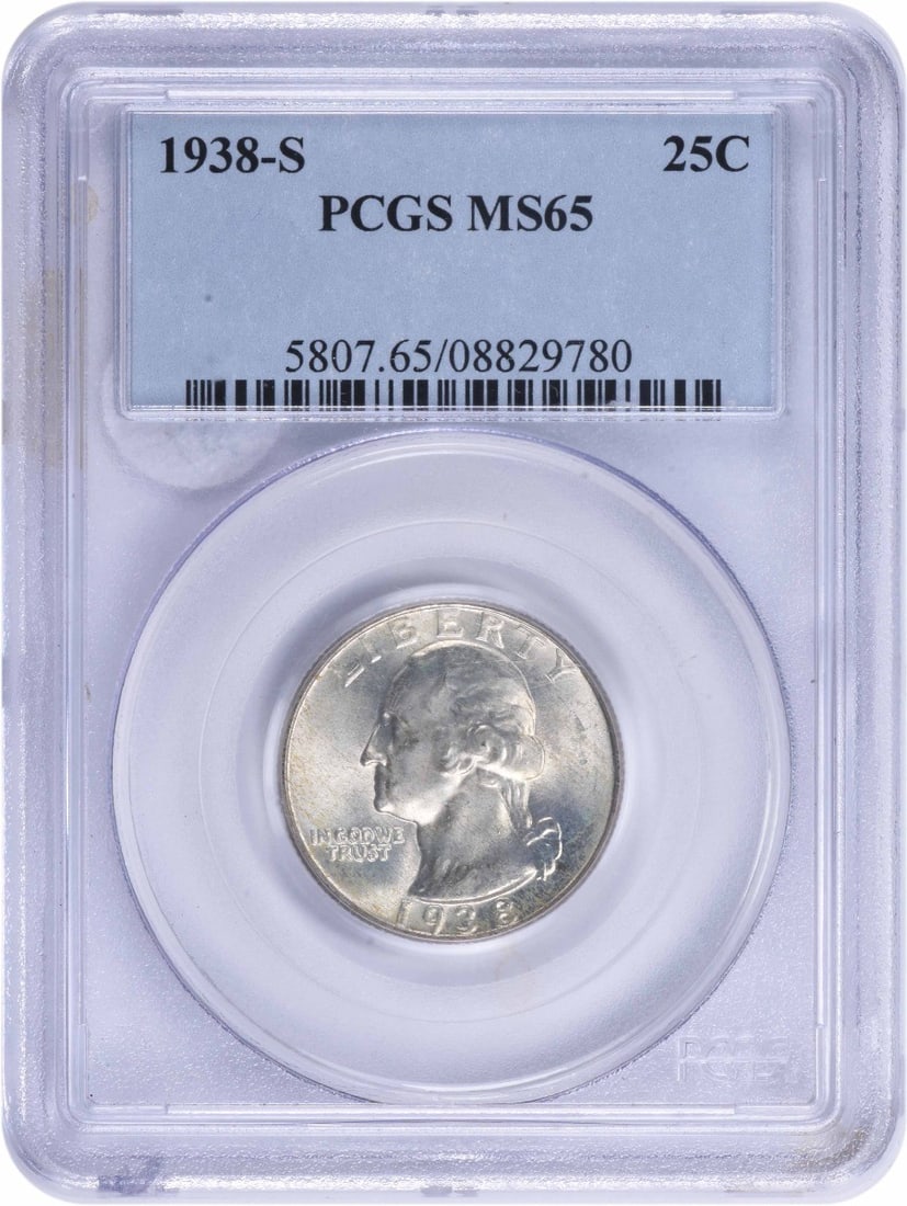 PCGS MS65 1938 San Francisco Mint Washington Quarter Silver 25C (1 of 2)