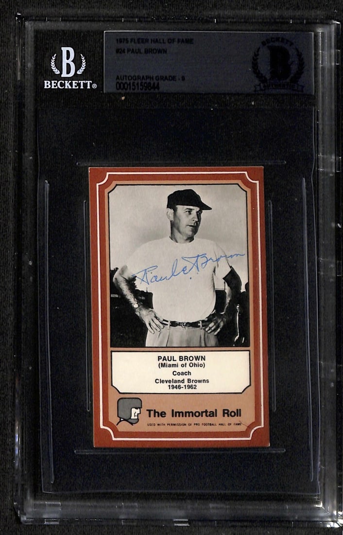 Paul Brown Autographed 1975 Fleer Immortal Roll Football Card Beckett Authenticated (1 of 1)