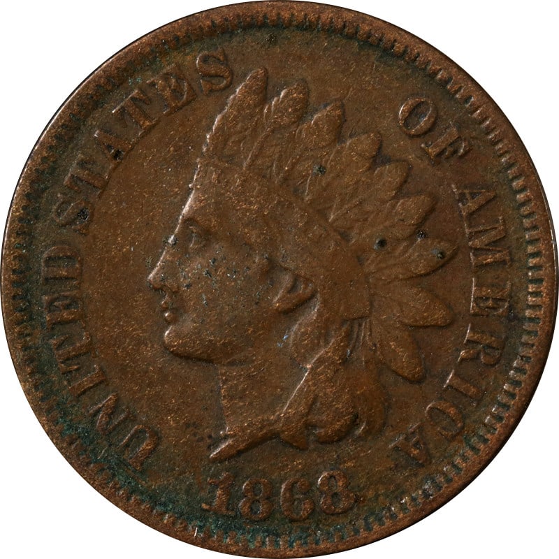 1868 Copper Indian Head Cent United States Circulated Coin: 1868 Copper Indian Head Cent United States Circulated Coin This is an 1868 Indian Cent from the United States. The coin is composed of copper and has been circulated. It is uncertified and is offered 