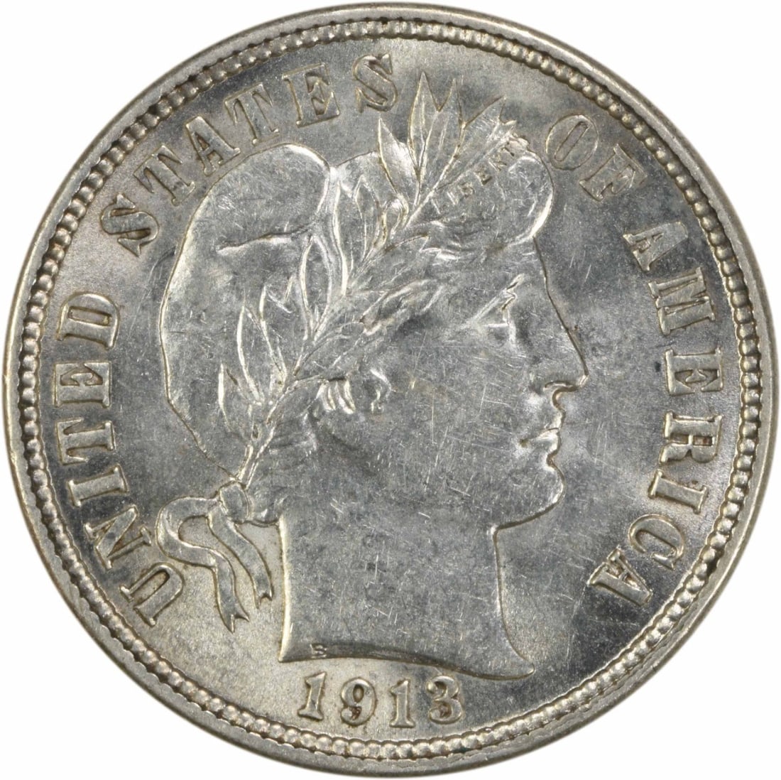 Uncirculated 1913 Barber Dime Silver 10C Uncertified Brilliant Uncirculated: Uncirculated 1913 Barber Dime Silver 10C Uncertified Brilliant Uncirculated This 1913 Barber Silver Dime is a pre-owned, uncirculated coin in Brilliant Uncirculated (BU) condition. It is uncertified a