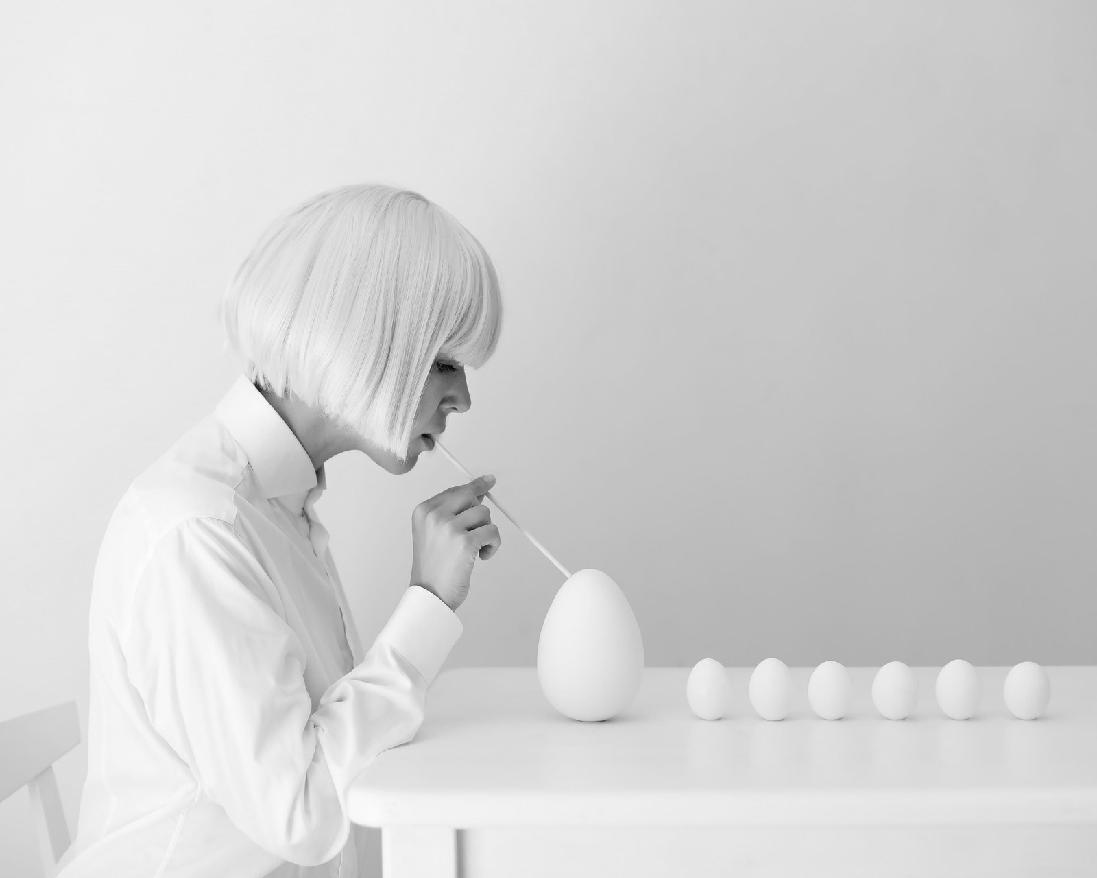 Olha Stepanian Born contemporary photo 24 x 29.5 edition 1/15: Olha Stepanian Born contemporary photo 24 x 29.5 edition 1/15 Contemporary black and white photographic print titled "Born" by Olha Stepanian. The work is printed on photographic paper using Epson Pro