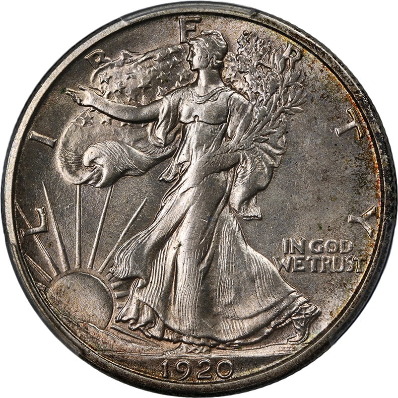 PCGS MS62 1920-D Walking Liberty Silver Half Dollar Key Date Uncirculated (1 of 4)