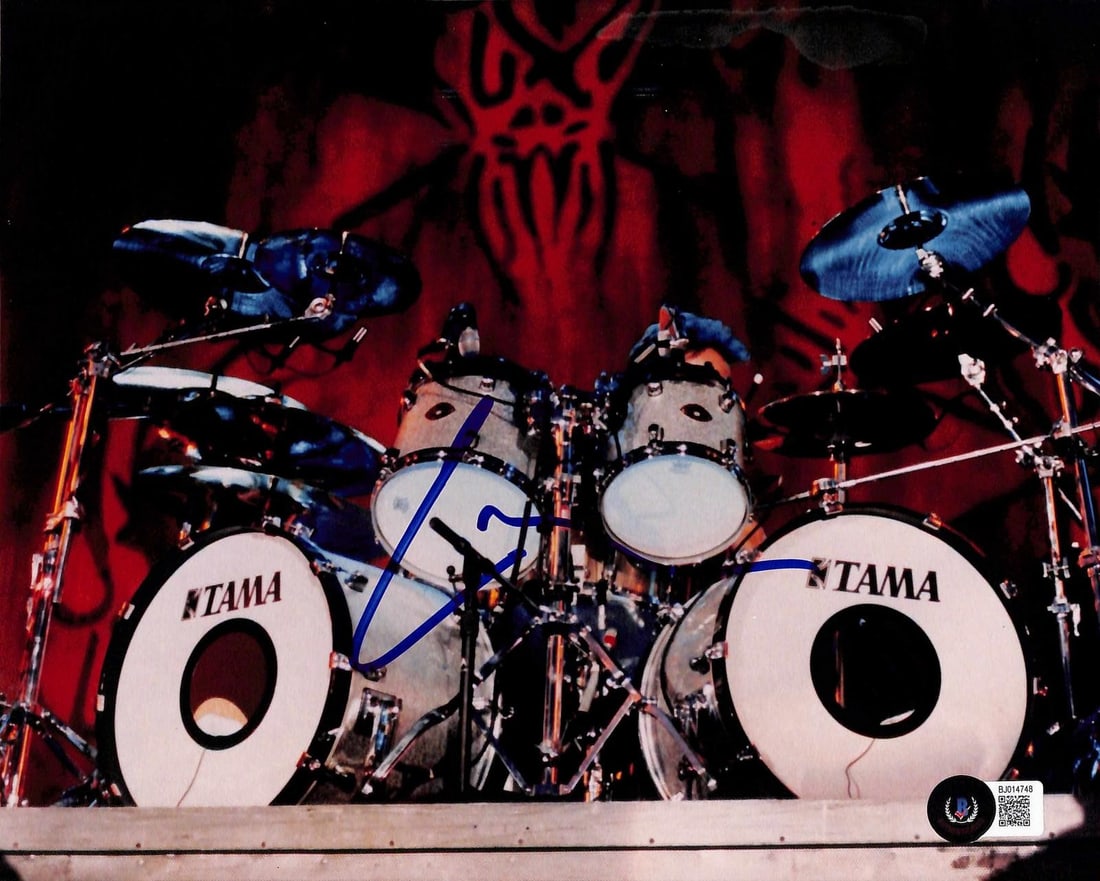 Beckett Authenticated Lars Ulrich Signed 8x10 Drum Kit Photo (1 of 1)
