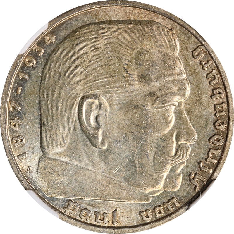Germany 1938A 5 Mark Silver Coin NGC MS62 (1 of 4)