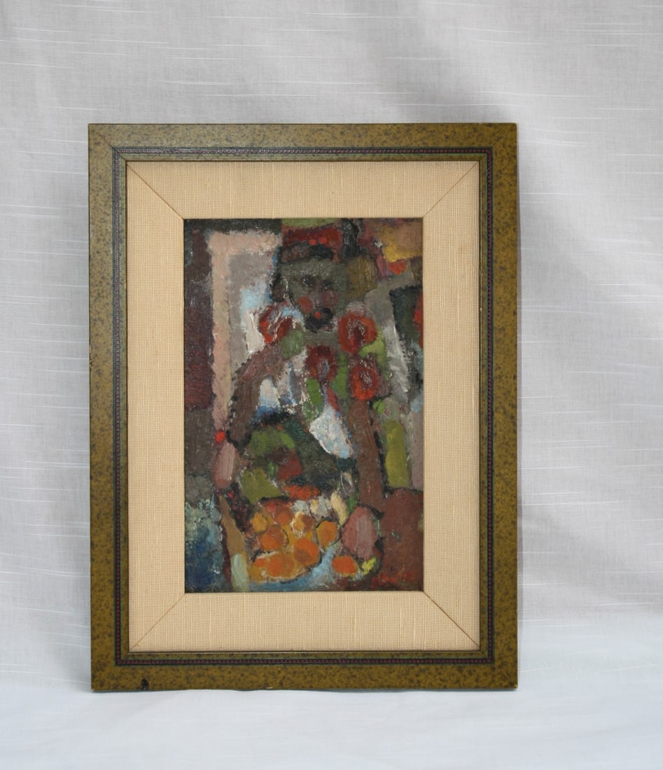 Georges Rene Sinicki Oil Painting Orange Seller 1900-1960 Signed Original COA (1 of 5)
