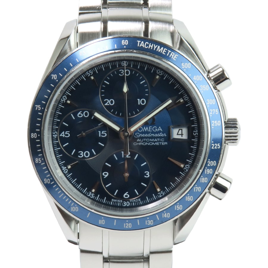 Omega Speedmaster 3212.80 Blue Dial Automatic Wristwatch: Omega Speedmaster 3212.80 Blue Dial Automatic Wristwatch This OMEGA Speedmaster men's wristwatch, model 3212.80, features a blue dial and a stainless steel case measuring 39mm in width and 45mm in hei