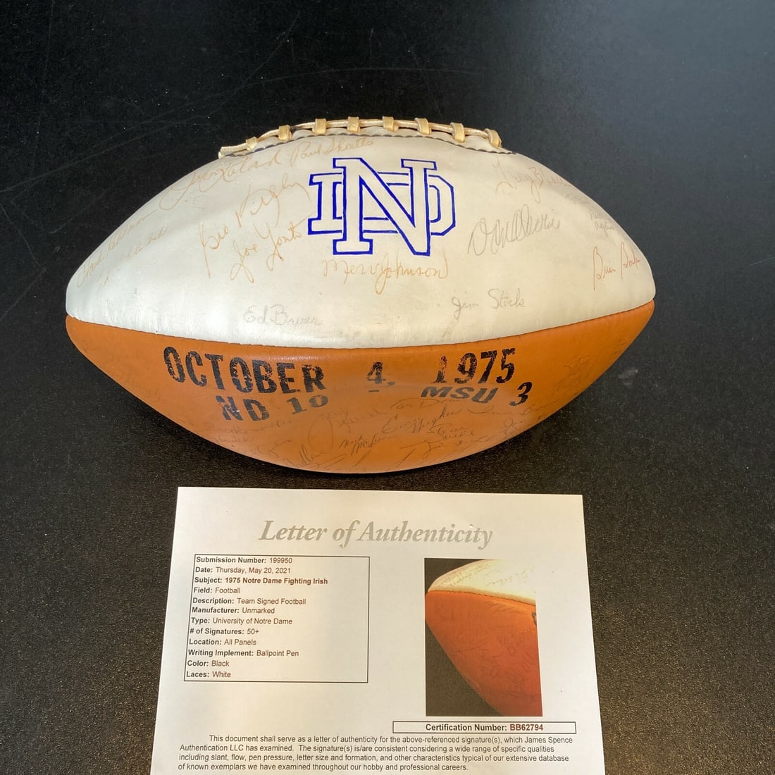 1975 Notre Dame Team Football Signed by Joe Montana Rudy Ruettiger JSA Authenticated (1 of 12)