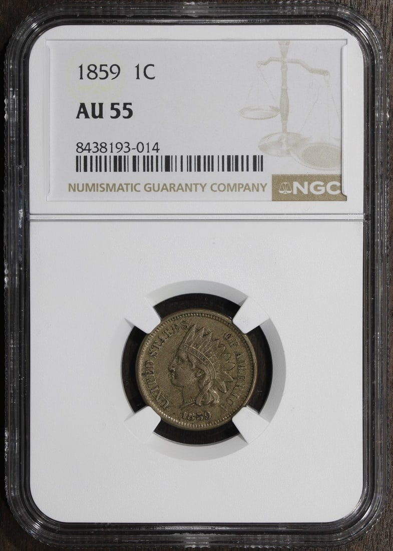 1859 NGC AU55 Indian Head Small Cent Copper First Year (1 of 4)