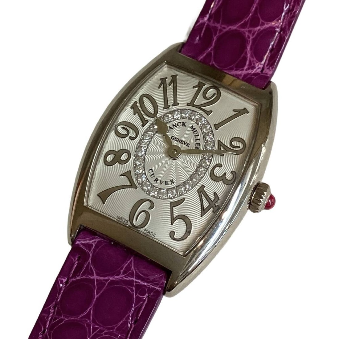 Franck Muller Tonneau Curvex K18WG Women's Wristwatch: Franck Muller Tonneau Curvex K18WG Women's Wristwatch This is a pre-owned FRANCK MULLER Tonneau Curvex 1752QZRELCD1R wristwatch designed for women. Crafted in 18K white gold, this Swiss-made timepiece