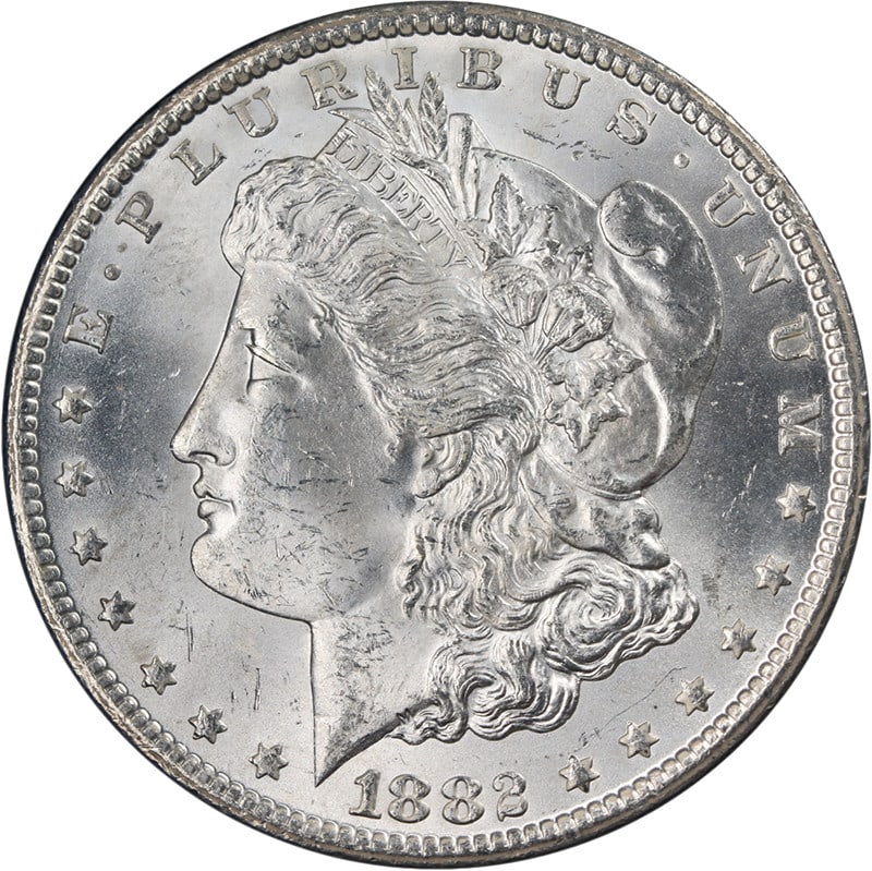NGC MS63 GSA 1882-CC Morgan Silver Dollar Uncirculated Blast White: NGC MS63 GSA 1882-CC Morgan Silver Dollar Uncirculated Blast White This 1882-CC GSA Morgan Silver Dollar is graded MS63 by NGC and features a brilliant, blast white appearance with exceptional luster 
