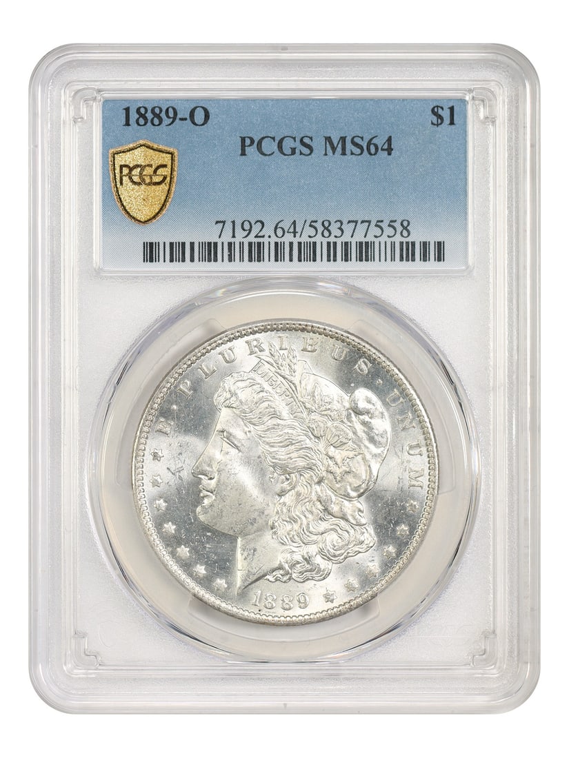 PCGS MS64 1889 O Morgan Silver Dollar $1: PCGS MS64 1889 O Morgan Silver Dollar $1 An 1889-O Morgan Dollar $1 in uncirculated condition, certified by PCGS and graded MS64. The coin was minted in New Orleans and is pre-owned. Specifications De