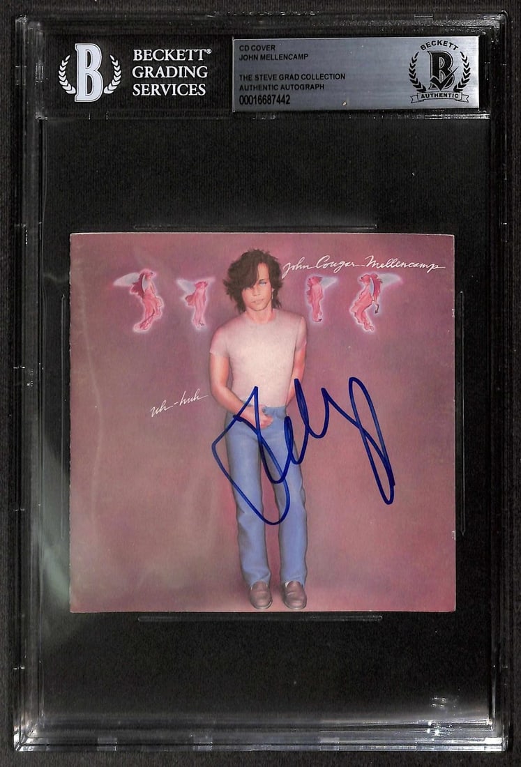 Beckett Slabbed John Mellencamp Uh Huh Signed CD Cover (1 of 1)