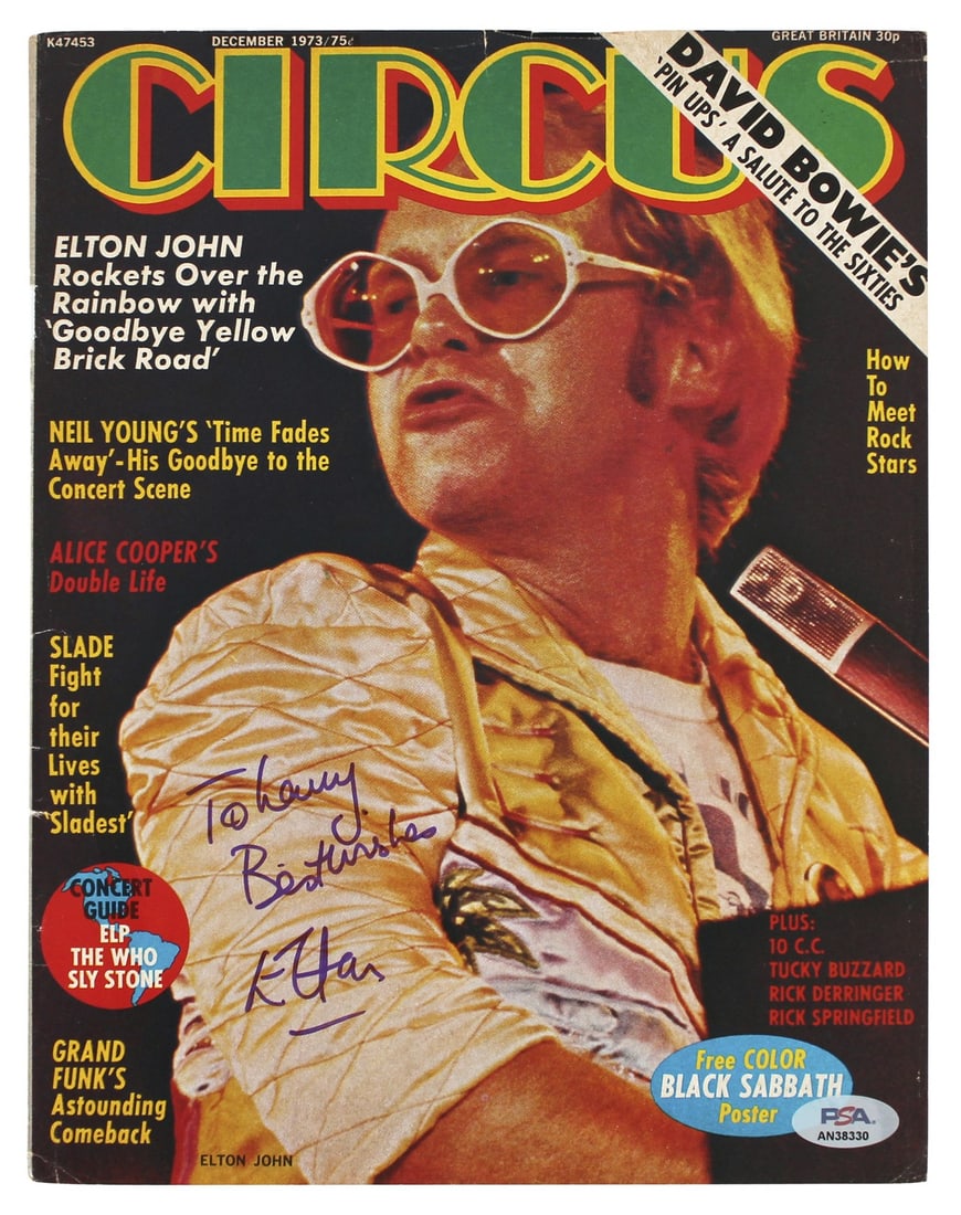 Elton John signed Circus magazine cover PSA DNA hologram (1 of 3)