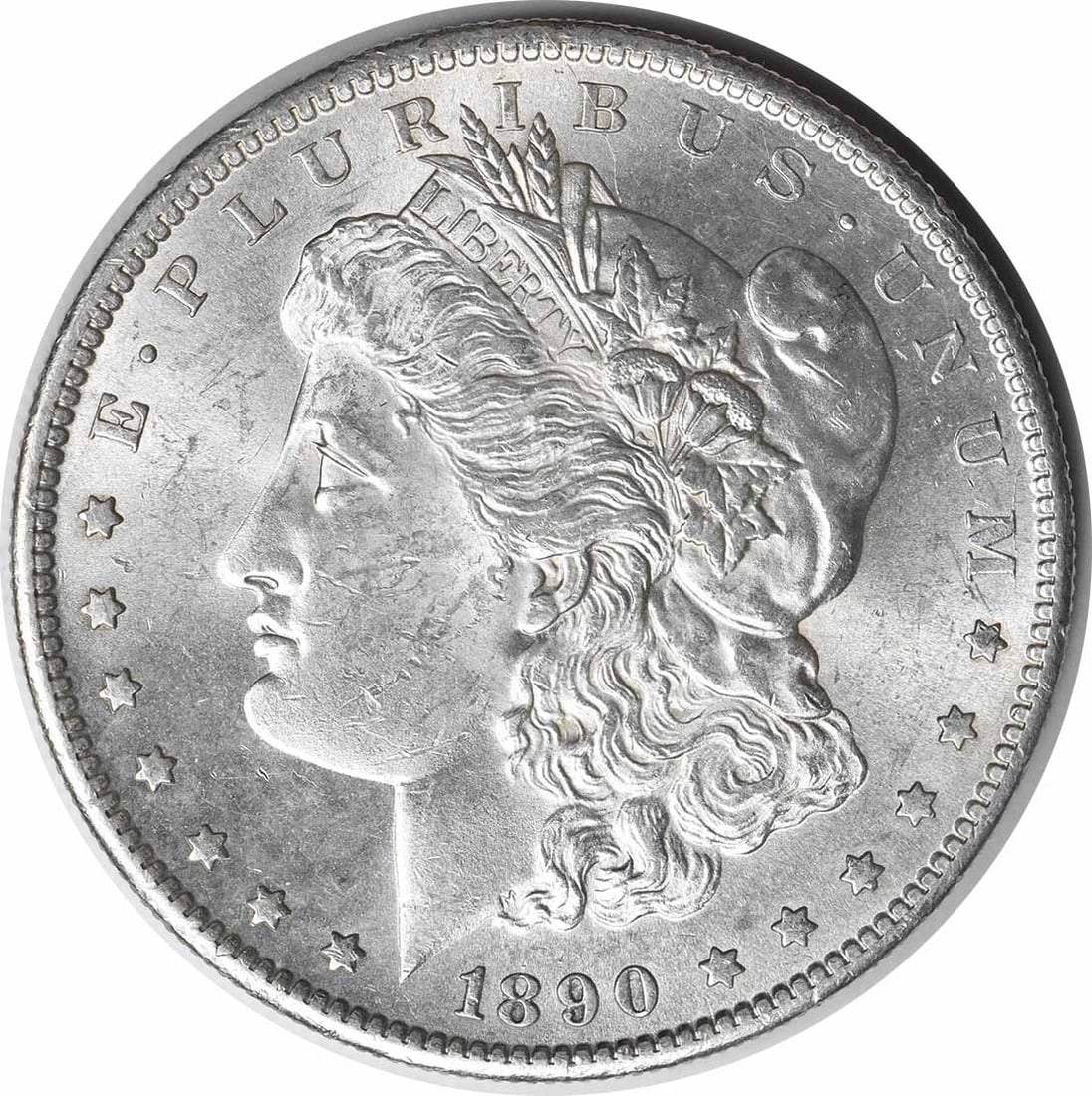 Choice BU 1890-S Silver Morgan Dollar Uncirculated Uncertified Coin: Choice BU 1890-S Silver Morgan Dollar Uncirculated Uncertified Coin This is an 1890-S Morgan Silver Dollar from the United States, featuring a Choice Brilliant Uncirculated (BU) grade. The coin is com