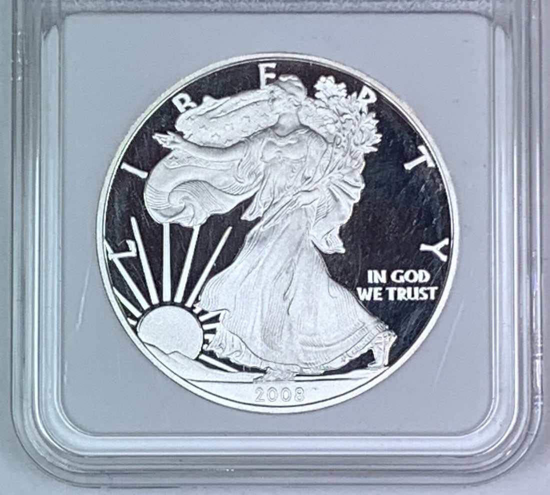 Proof 2008-W Silver Eagle Dollar in Holder First Day Release (1 of 2)