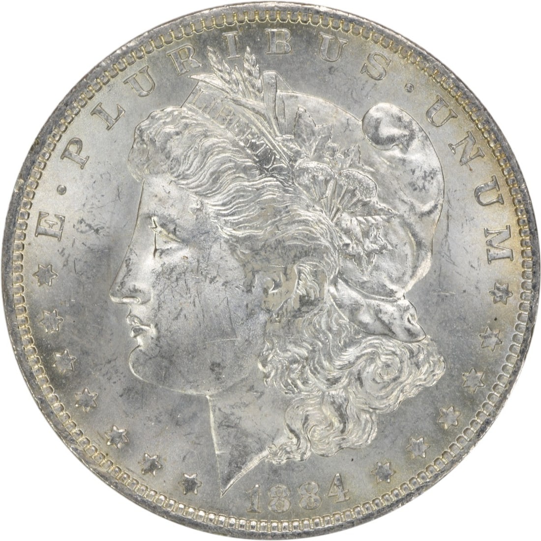 Uncirculated 1884-O Morgan Dollar Silver BU Uncertified US Coin: Uncirculated 1884-O Morgan Dollar Silver BU Uncertified US Coin This 1884-O Morgan Silver Dollar is an uncirculated coin from the New Orleans Mint. Composed of silver, it is classified as Brilliant Un