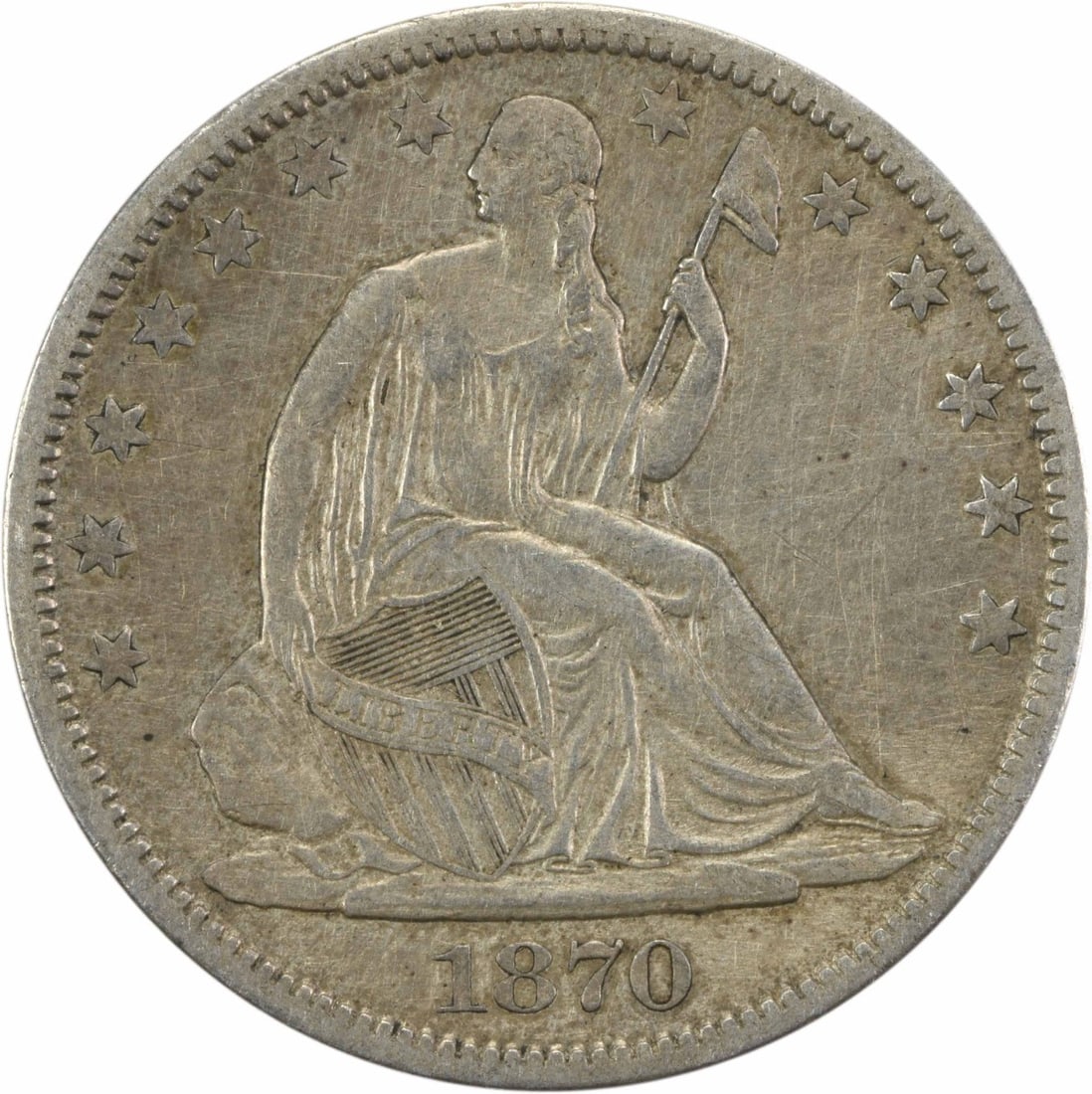 1870-S Liberty Seated Half Dollar Uncertified 50C Silver Coin (1 of 2)