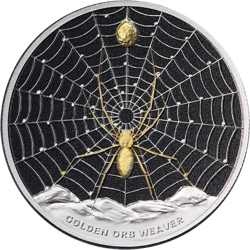 2026 Pitcairn Islands Silver $5 Golden Orb Weaver Spider Coin OGP COA (1 of 3)