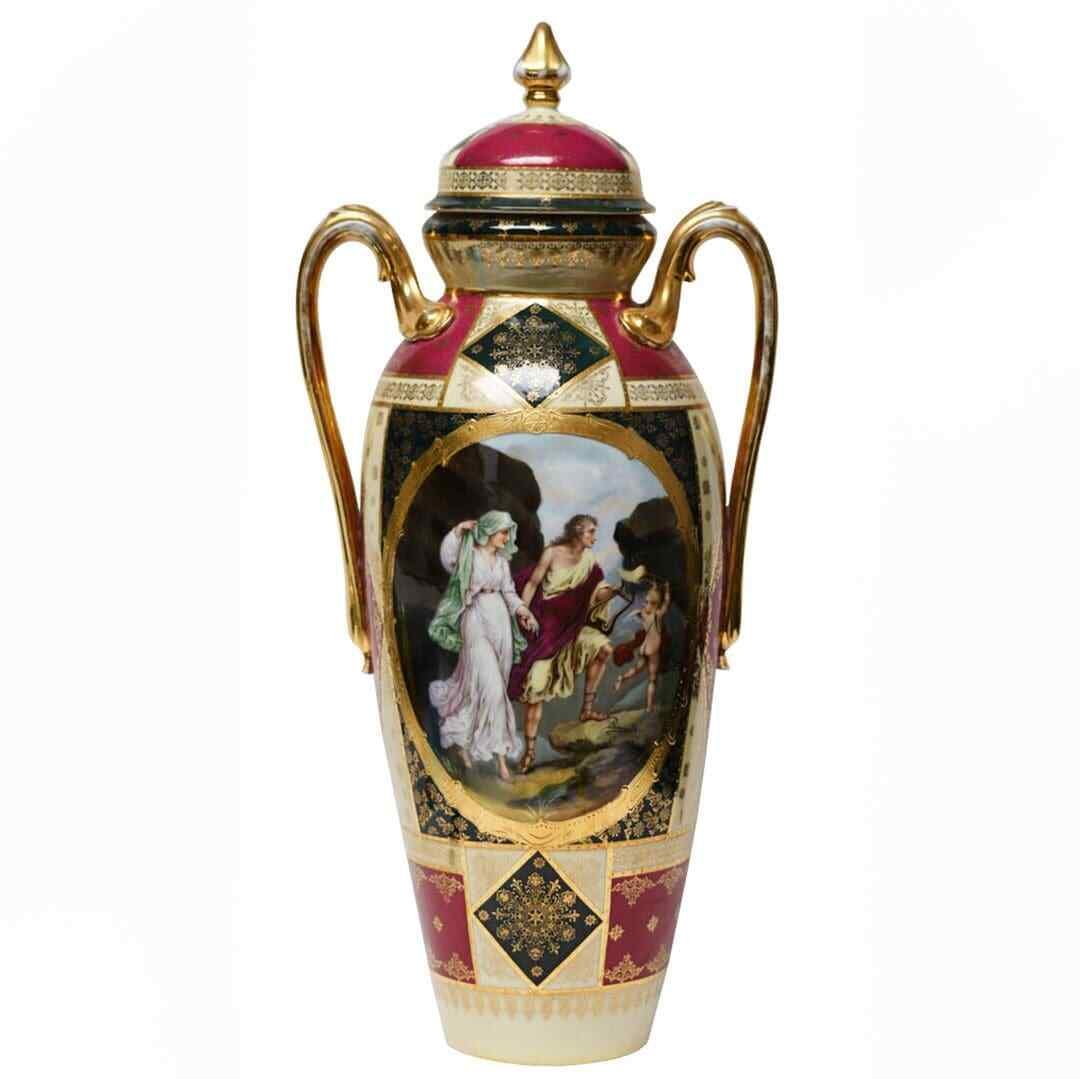 Antique Porcelain Lidded Art Vase 2ft Tall 10 Wide Unbranded (1 of 6)