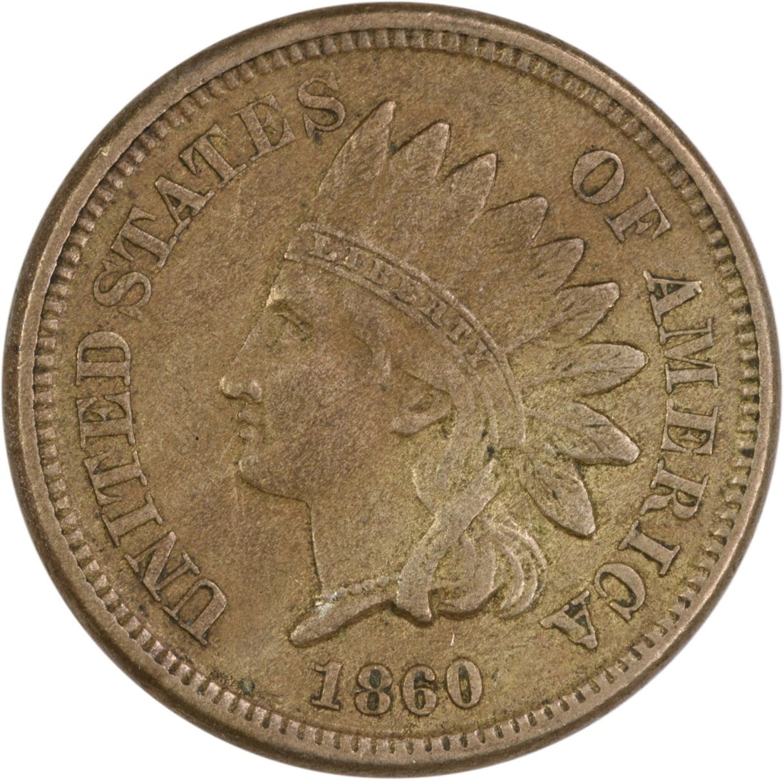 1860 Indian Head Cent EF Uncertified 19mm Copper Nickel (1 of 2)