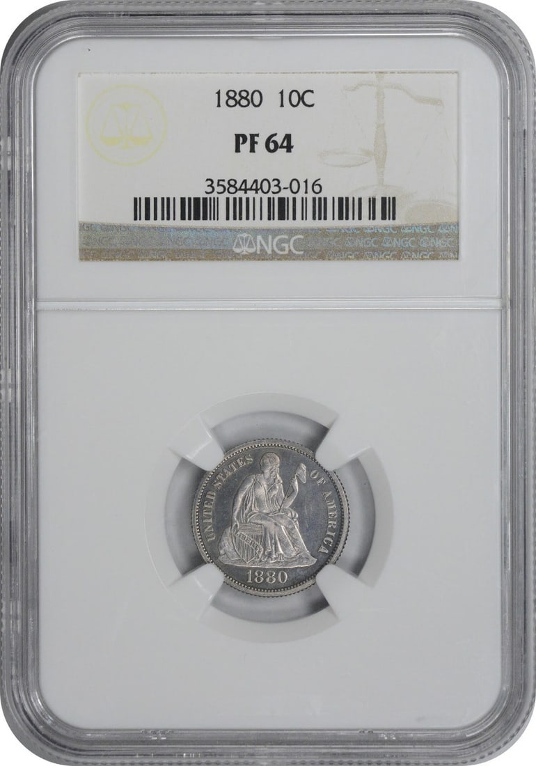 1880 Liberty Seated Silver Dime PR64 NGC Proof 10C (1 of 3)