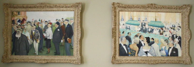 Pair of W. Siss French Casino Oil Paintings 1936 1959 Signed (1 of 8)