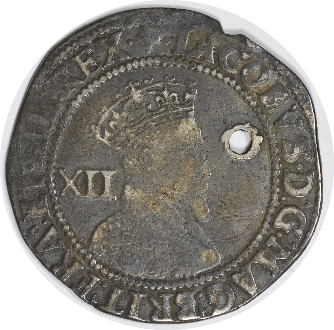 Great Britain 1 Shilling Coin 1619-25 VF With Hole Uncertified (1 of 2)