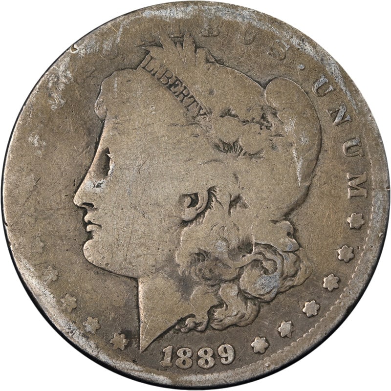 AG 1889 Carson City Morgan Dollar Silver Key Date with Good Eye Appeal: AG 1889 Carson City Morgan Dollar Silver Key Date with Good Eye Appeal This original 1889-CC Morgan Silver Dollar is a circulated coin with a grade of AG. It features decent eye appeal and color, maki