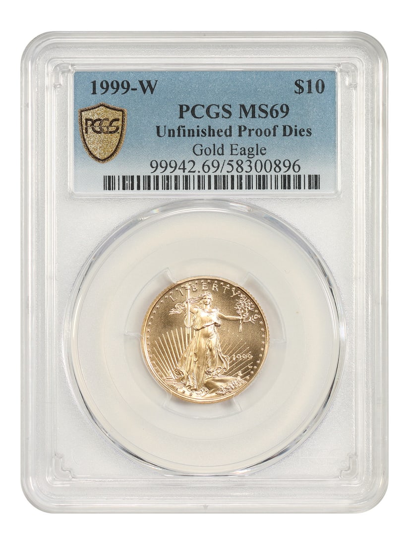 PCGS MS69 1999-W $10 Gold Eagle Mint Error Unfinished Proof Dies (1 of 5)