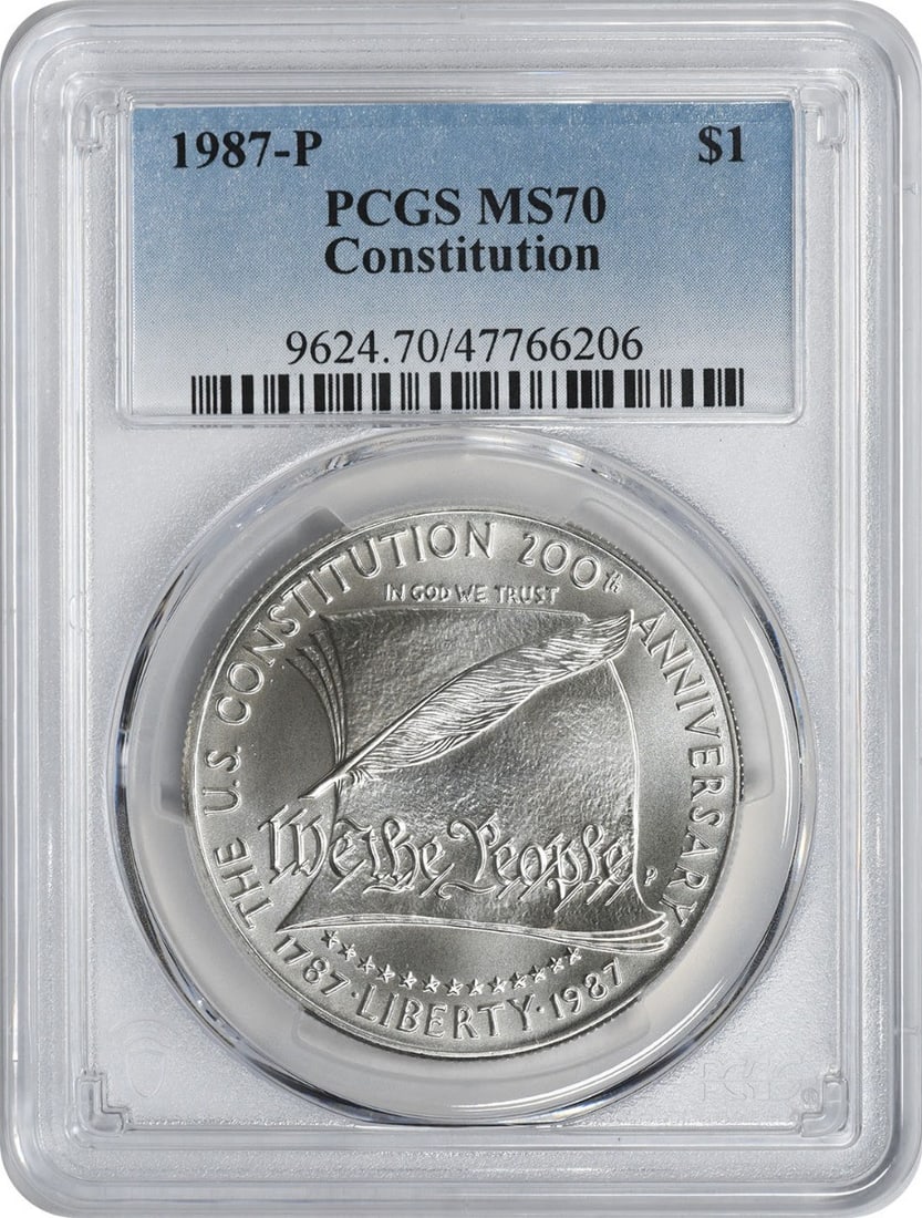 1987-P Constitution Silver Dollar MS70 PCGS Commemorative Coin (1 of 2)