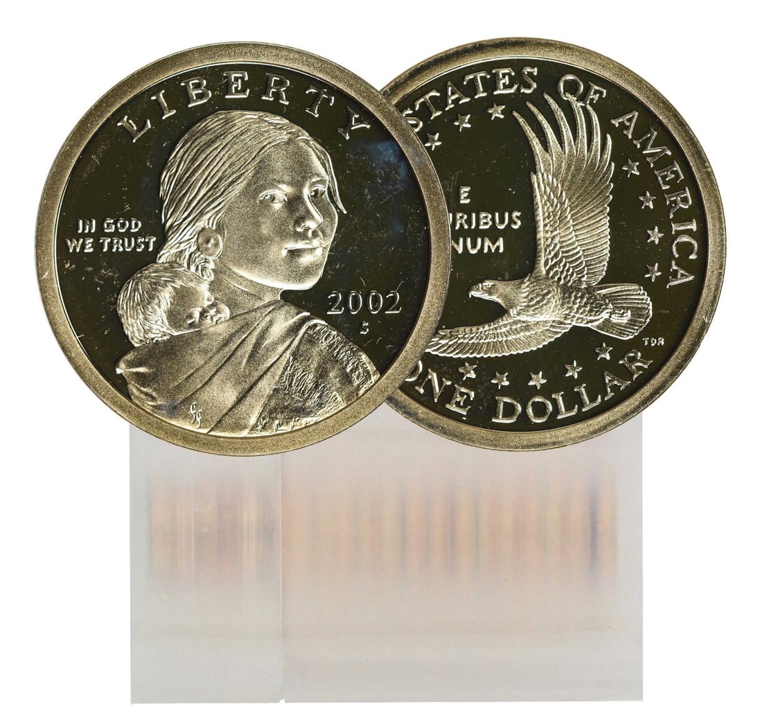 2002-S Proof Sacagawea Dollar Roll of 25 Uncirculated Coins: 2002-S Proof Sacagawea Dollar Roll of 25 Uncirculated Coins This 2002-S Proof Sacagawea Dollar 25-Coin Roll features a striking design honoring the contributions of Native Americans, expertly crafted 