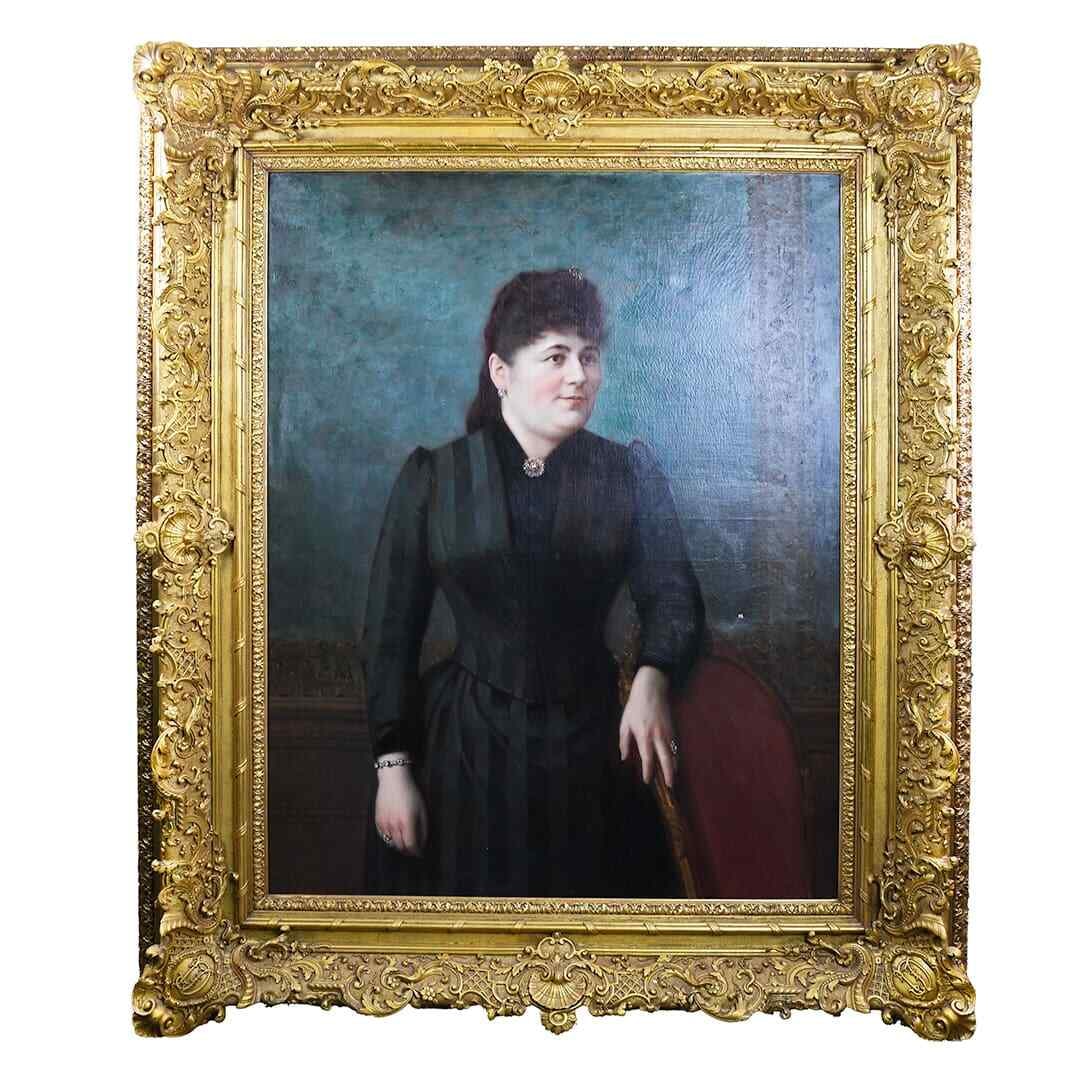 1893 Art Deco Framed Canvas Portrait Painting Morrisset Paris (1 of 8)