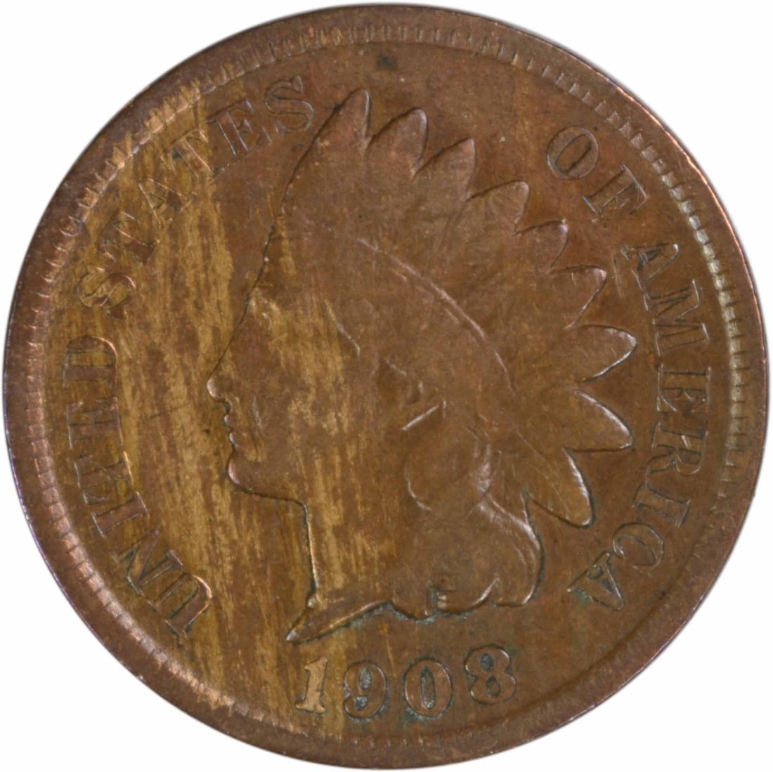 1908 San Francisco Indian Head Cent VG Grade Uncertified: 1908 San Francisco Indian Head Cent VG Grade Uncertified This is a 1908-S Indian Head Cent from the San Francisco Mint. The coin is circulated and graded as VG (Very Good), featuring a composition of 