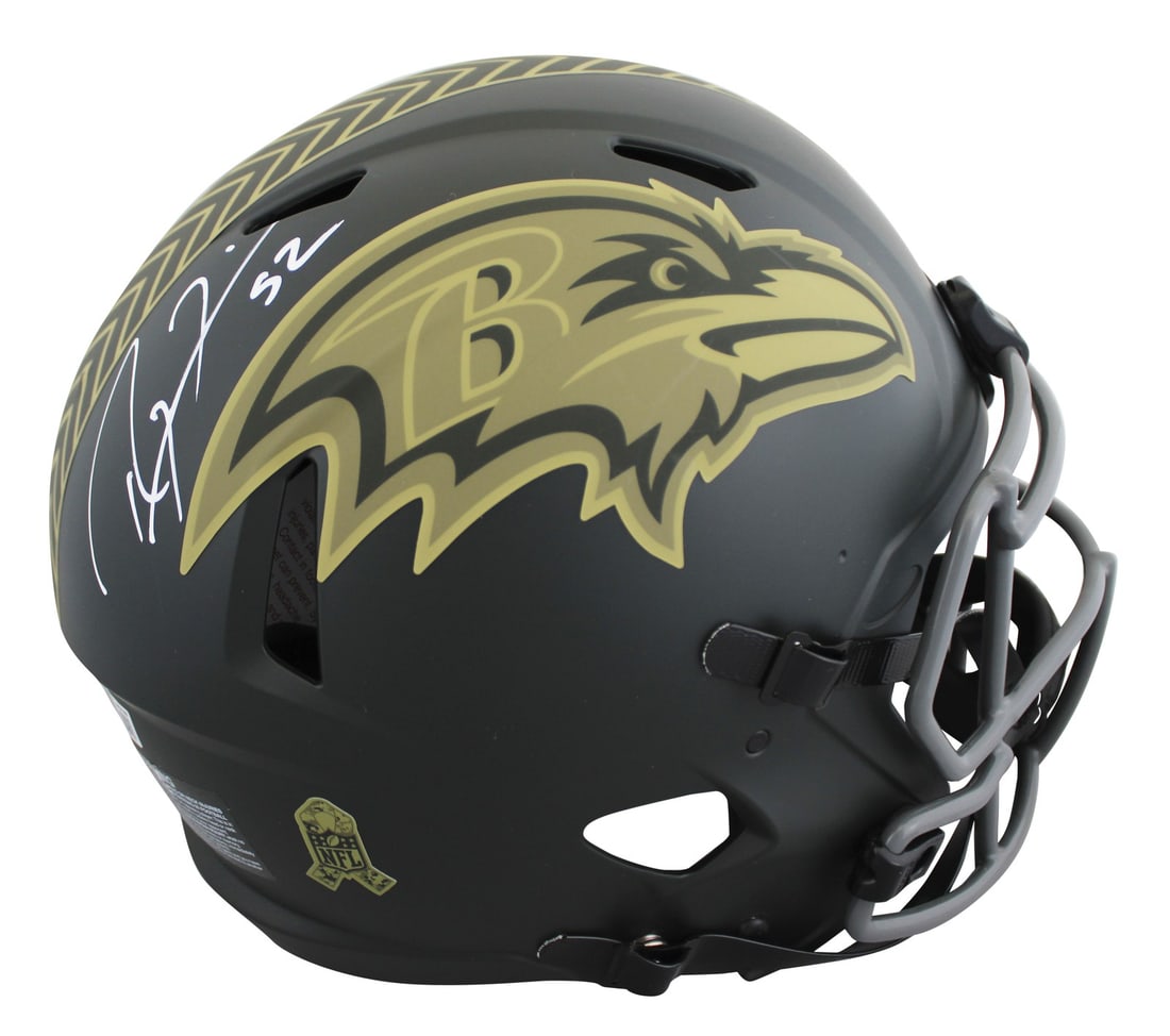 Ray Lewis Autographed Baltimore Ravens Salute To Service IV Speed Helmet BAS Witnessed (1 of 3)