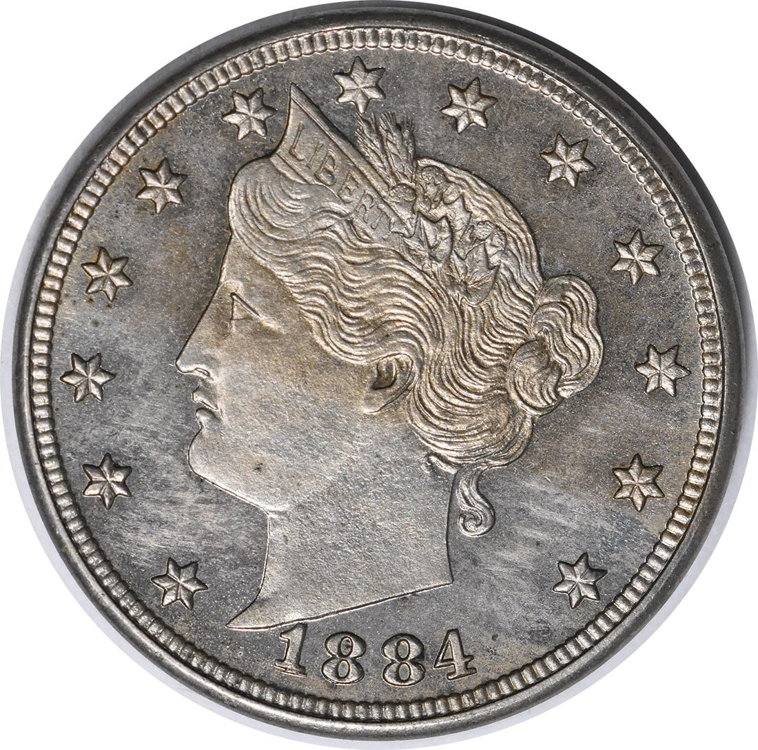 1884 Liberty Nickel Choice Proof Uncertified 5C No Mint Mark: 1884 Liberty Nickel Choice Proof Uncertified 5C No Mint Mark This 1884 Liberty Nickel RPD FS-301 is a striking example of classic American coinage. The coin is graded as Choice Proof, showcasing its e