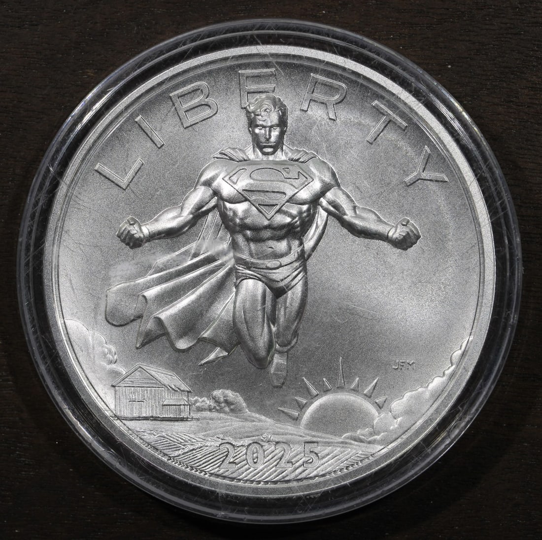 2025 U.S. Mint Superman Silver Medal 2.5 Oz .999: 2025 U.S. Mint Superman Silver Medal 2.5 Oz .999 This 2025 Superman DC Comics silver medal is produced by the U.S. Mint and features a matte strike. Crafted from .999 fine silver, it contains 2.5 ounc