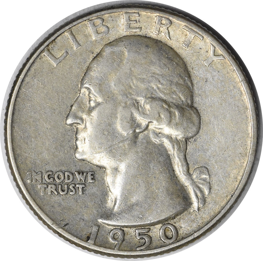 1950-D/S Washington Silver Quarter OMM 1 John Flanagan Design 90% Silver (1 of 2)