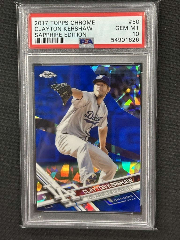 PSA 10 Clayton Kershaw 2017 Topps Chrome Sapphire Card 50 (1 of 2)