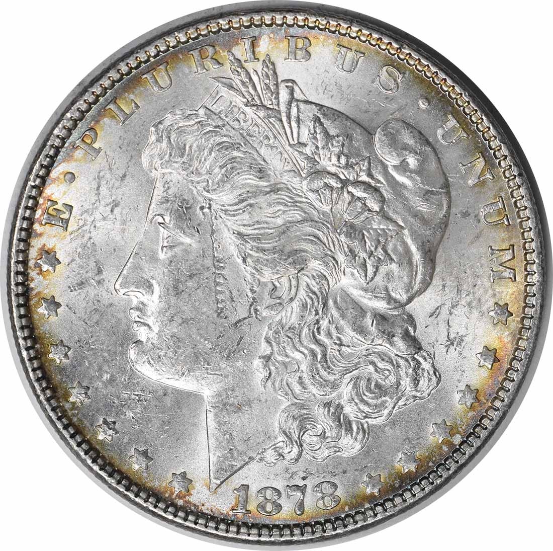 Uncirculated 1878 Silver Dollar Morgan 7 Tail Feathers Reverse BU Uncertified (1 of 2)