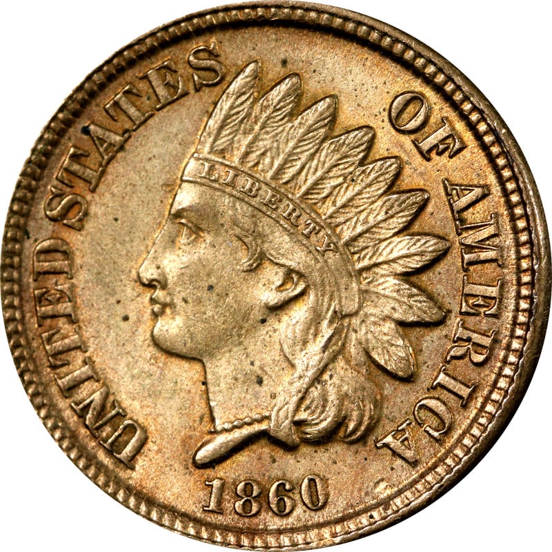 Copper United States 1860 Indian Head Cent Circulated Coin: Copper United States 1860 Indian Head Cent Circulated Coin This is an 1860 Indian Cent from the United States. The coin is composed of copper and has been circulated. It is uncertified and is in pre-o