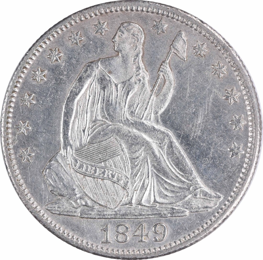 1849-O Liberty Seated Silver Half Dollar AU Uncertified 50C Coin (1 of 2)