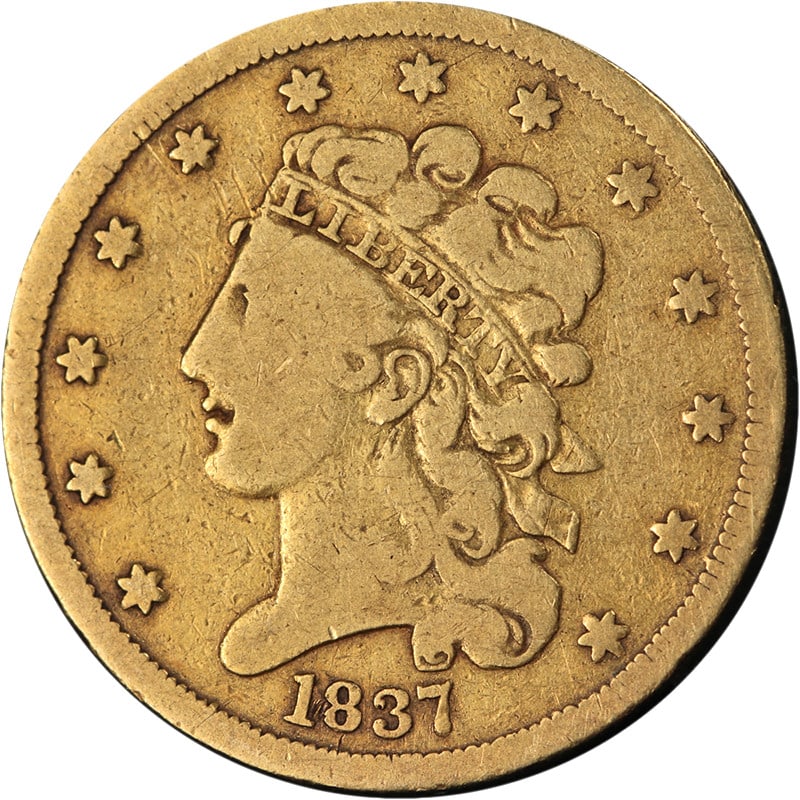 1837 United States $5 Classic Head Gold Coin Fine Grade (1 of 2)
