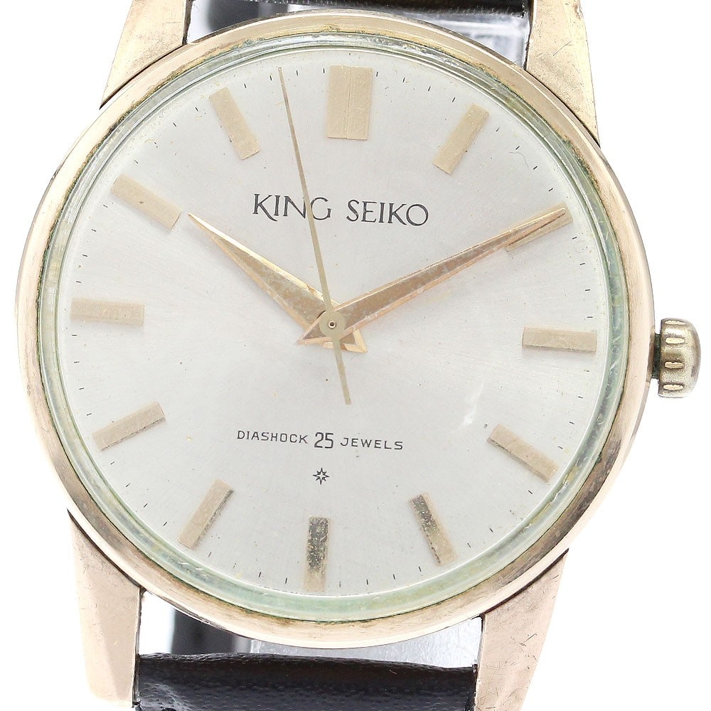 Seiko King Seiko manual wind men's wristwatch 15034 14KGF silver dial: Seiko King Seiko manual wind men's wristwatch 15034 14KGF silver dial This Seiko King Seiko men's wristwatch, reference 15034, features a 14-karat gold-filled case paired with a silver dial and manual