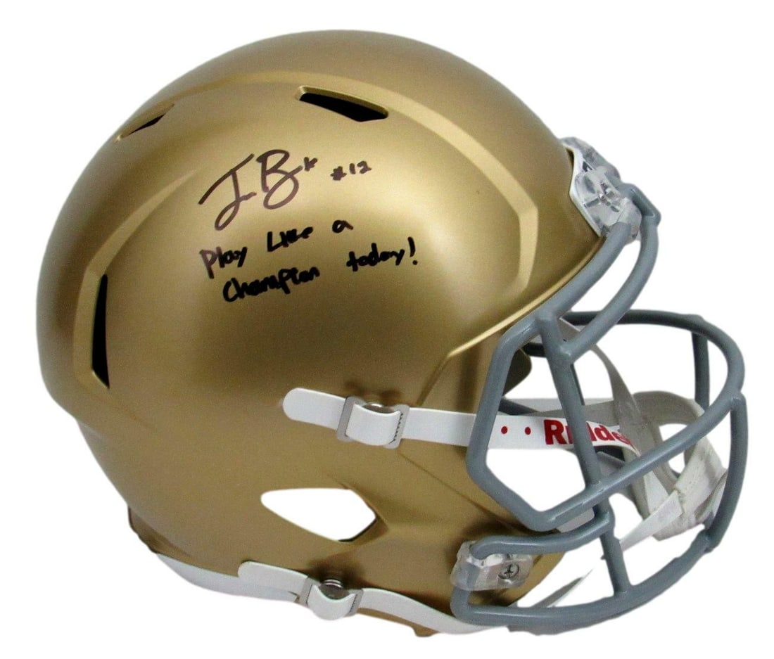 Ian Book Signed Notre Dame Gold Speed Helmet BAS Authenticated (1 of 6)
